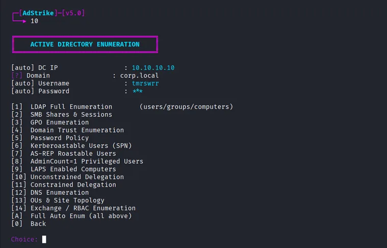 AdStrike AD enumeration screenshot